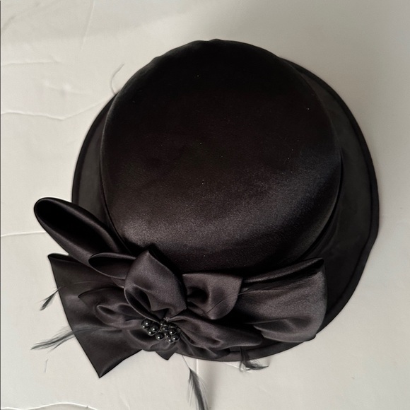 August Hat Company Black Satin Church Wedding Dress Hat
